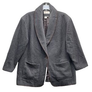 For You from Spiegel Wool Blend Blazer Women 14 Gray Business Career Preppy Boho
